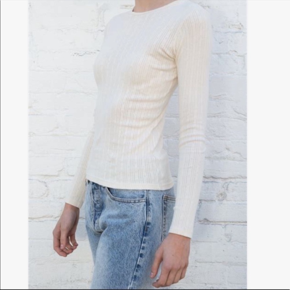Brandy Melville Leah Eyelet Ribbed Top